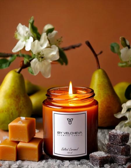 SALTED CARAMEL - Luksusowa świeca zapachowa By Velcheva