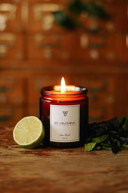 LIME BASIL - Luksusowa świeca zapachowa By Velcheva